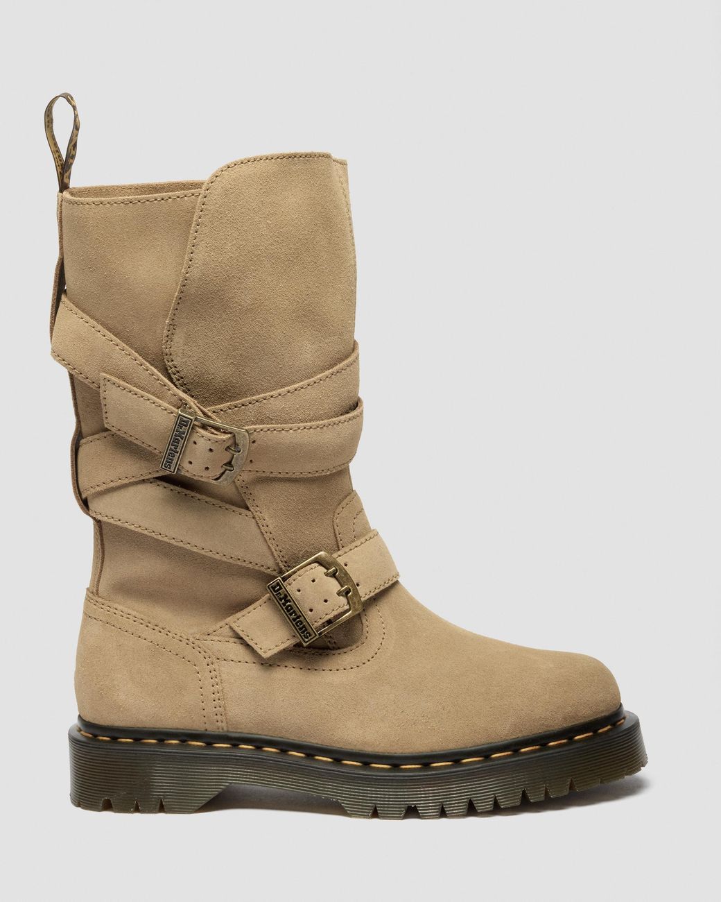 Dr. Martens Anistone Suède Biker Laarzen Met Twee Riemen in het Natural