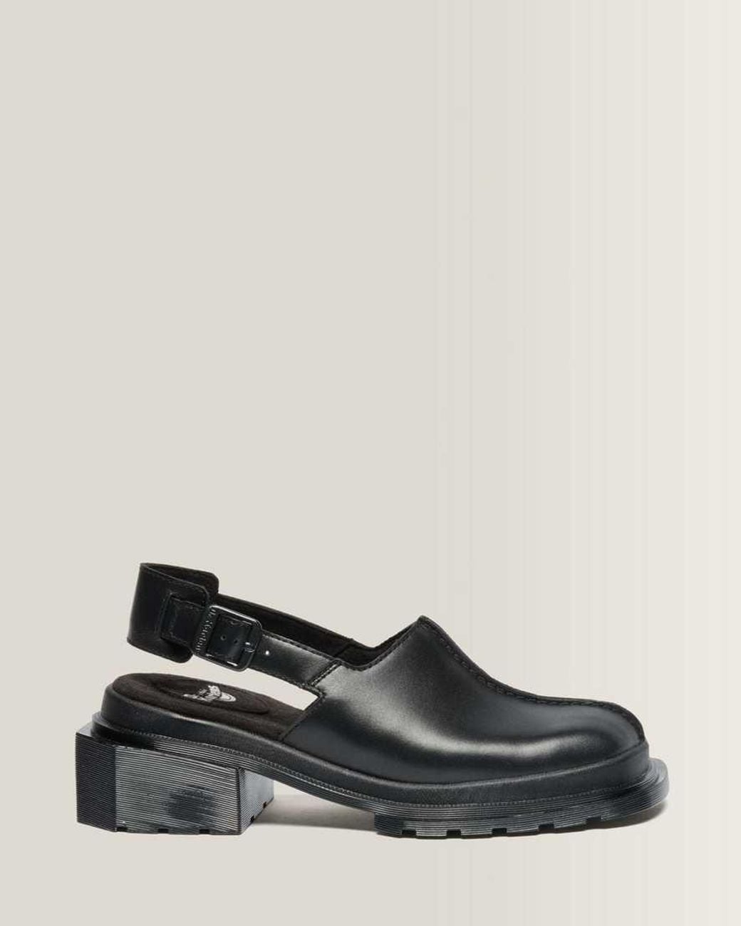 Dr. Martens Black Maybole Square Toe Leather Mules