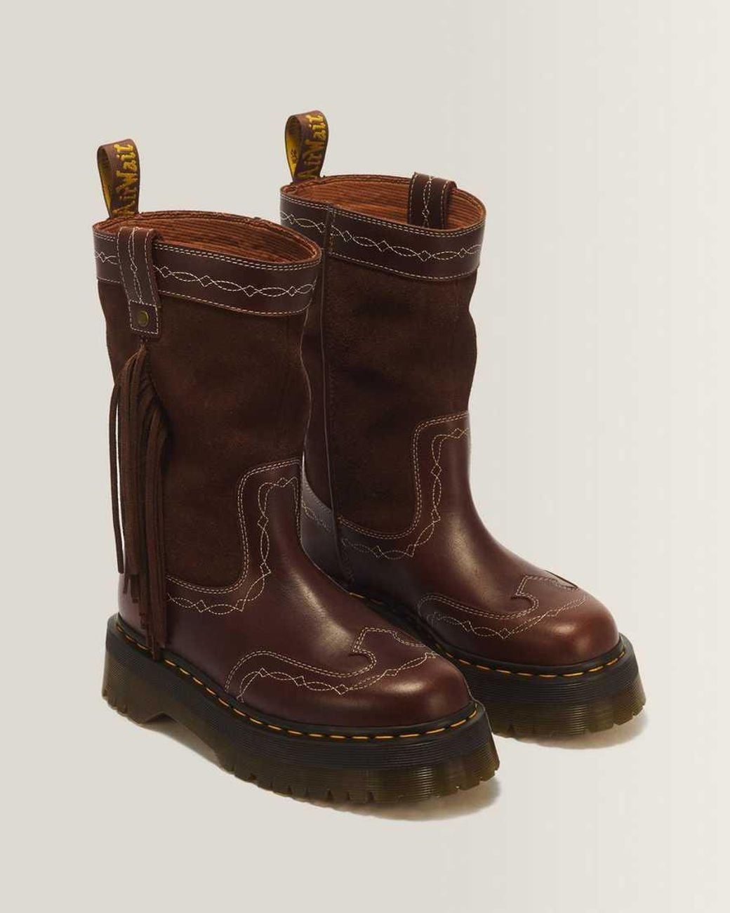 Dr. Martens Brown Desert Rodeo Quad Mid Leather & Suede Boots