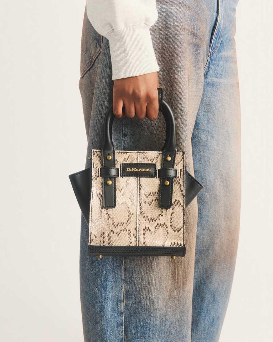 Dr. Martens Natural Xsmall Snake Print Leather Tote Bag