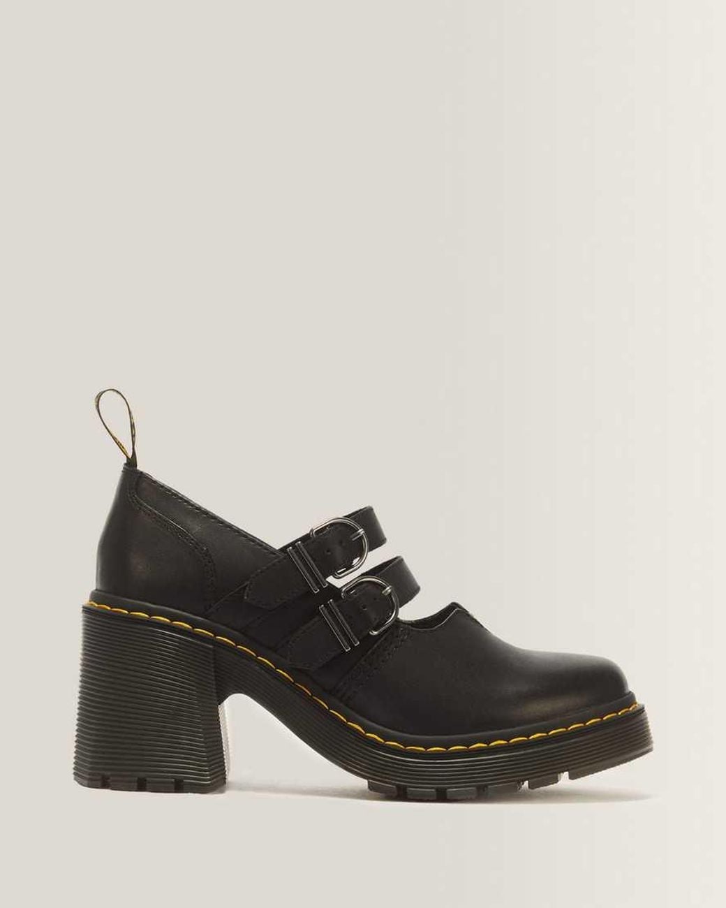 Dr. Martens Black Eviee Sendal Leather Heels