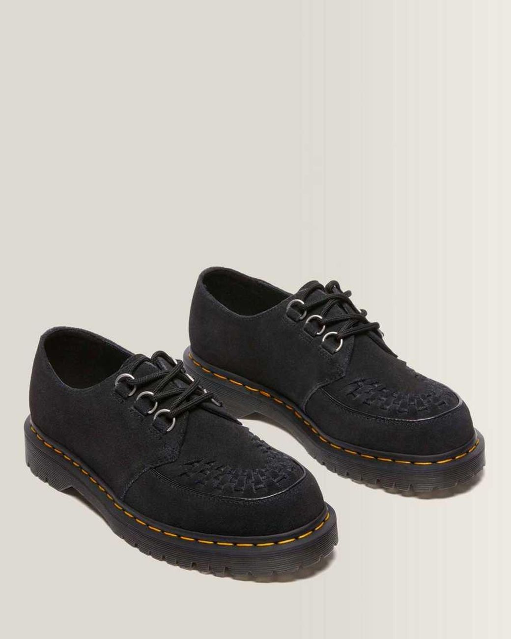 Dr. Martens Black Ramsey Woven Suede Creepers Shoes for men
