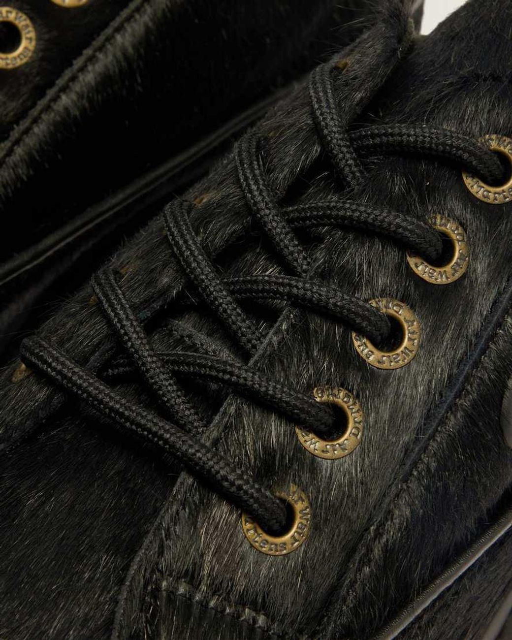 Dr. Martens Black Buzz 5-Eye Hair On Leather Shoes