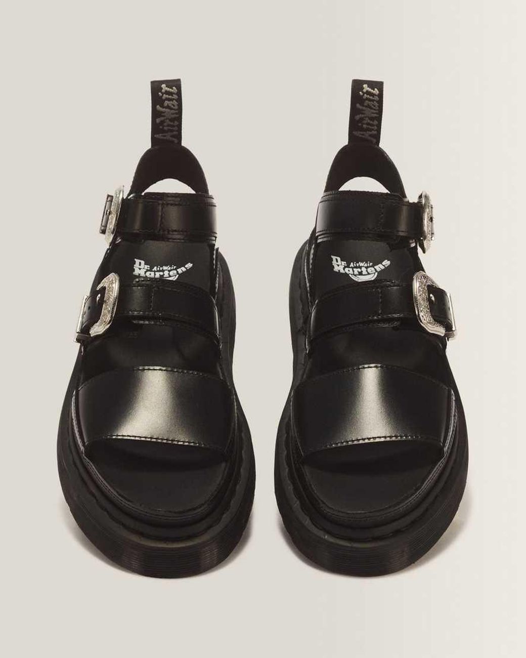 Dr. Martens Black Gryphon Quad Leather Gladiator Platform Sandals