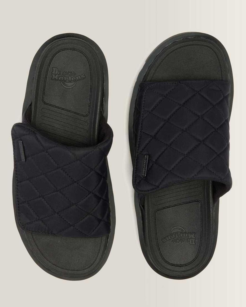 Dr. Martens Black Zebzag Quilted Canvas Platform Slides