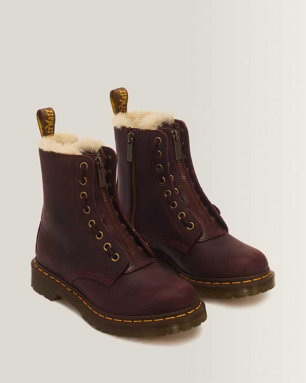 Dr. Martens Brown 1460 Serena Zip 8 Eye Crazy Horse Leather Boots