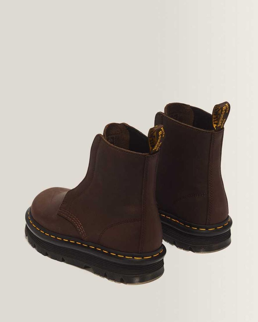Dr. Martens Brown Zebzag Laceless Slip On Leather Boots for men
