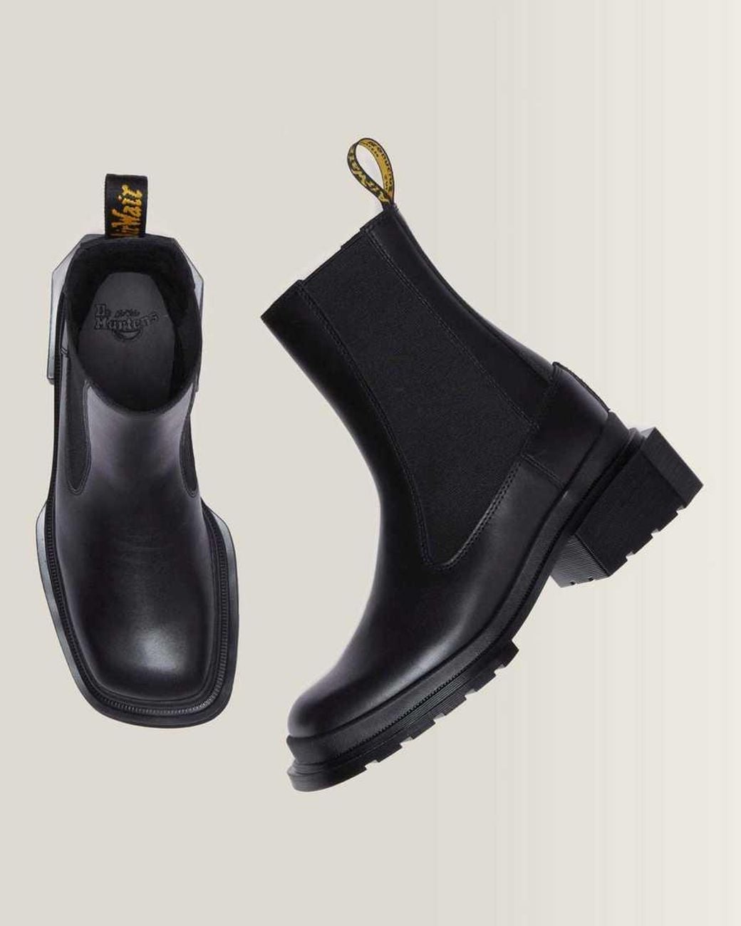 Dr. Martens Black Maybole Square Toe Leather Chelsea Boots