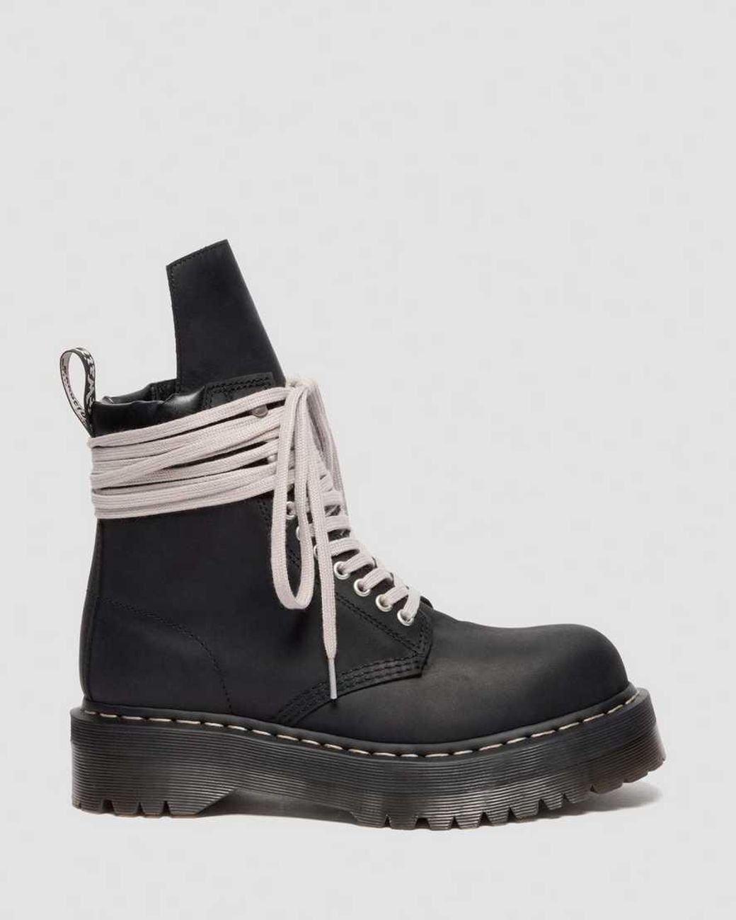 Dr. Martens Black Waxy Leather Rick Owens Steel Toe Boots for men