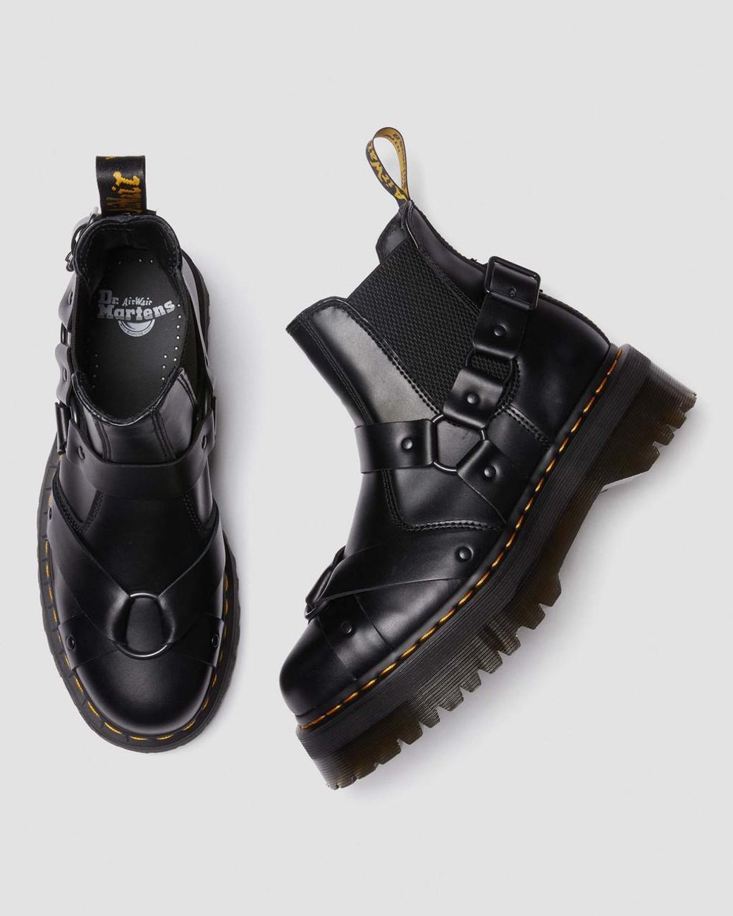 Dr. Martens 2976 Harness Leather Platform Chelsea Boots in Black Lyst