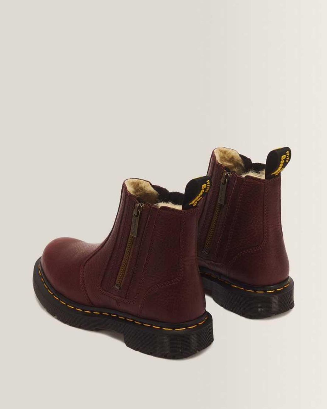 Dr. Martens Brown 2976 Alyson Grizzly Leather Zip Up Chelsea Wintergrip Chelsea Boots
