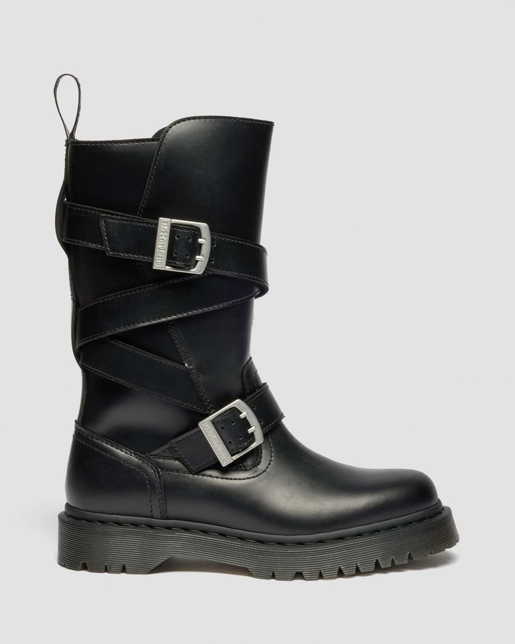 Dr. Martens Anistone Leren Biker Laarzen Met Twee Riemen in het Black