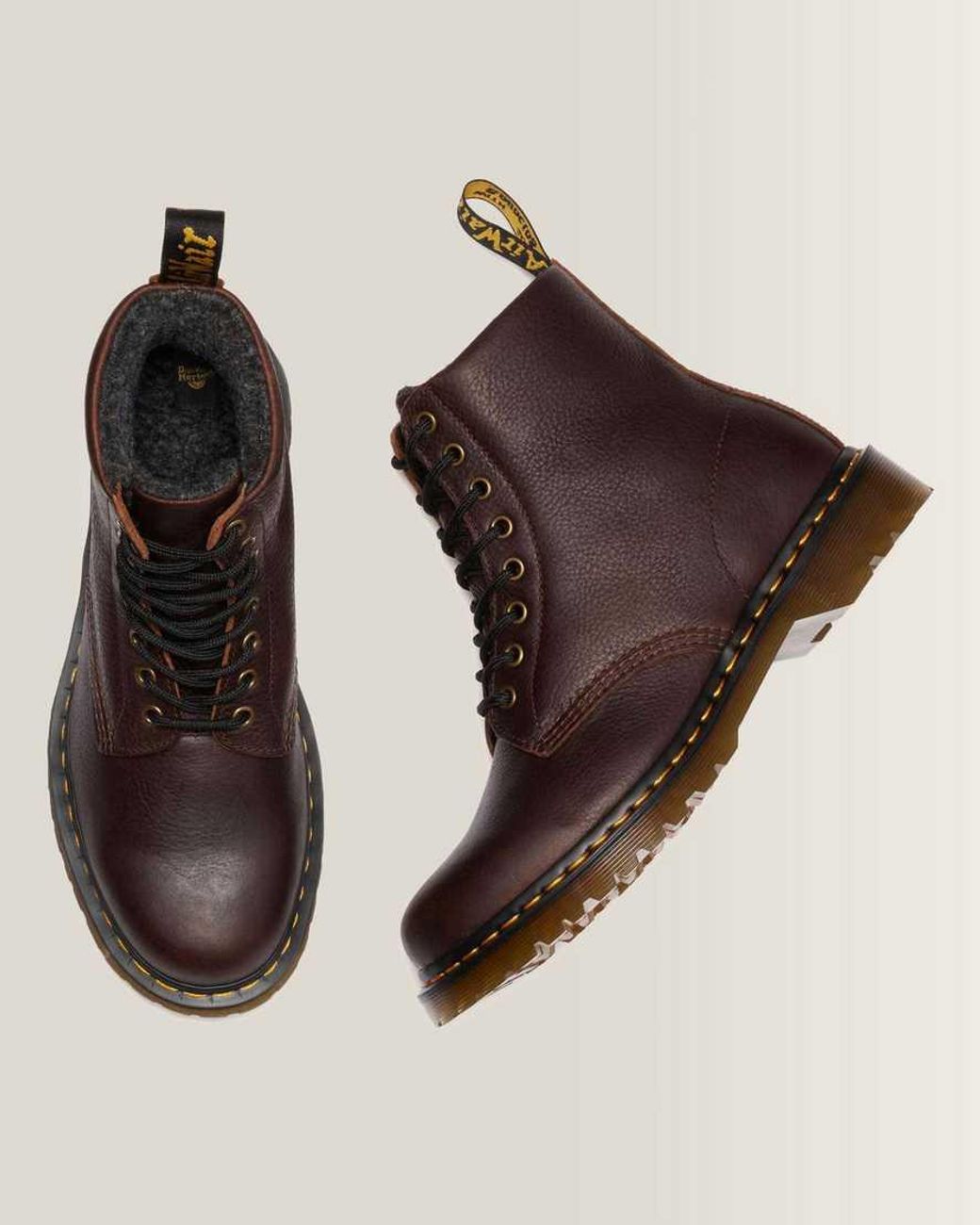 Dr. Martens Brown 1460 Fleece Lined Grizzly Leather Boots for men