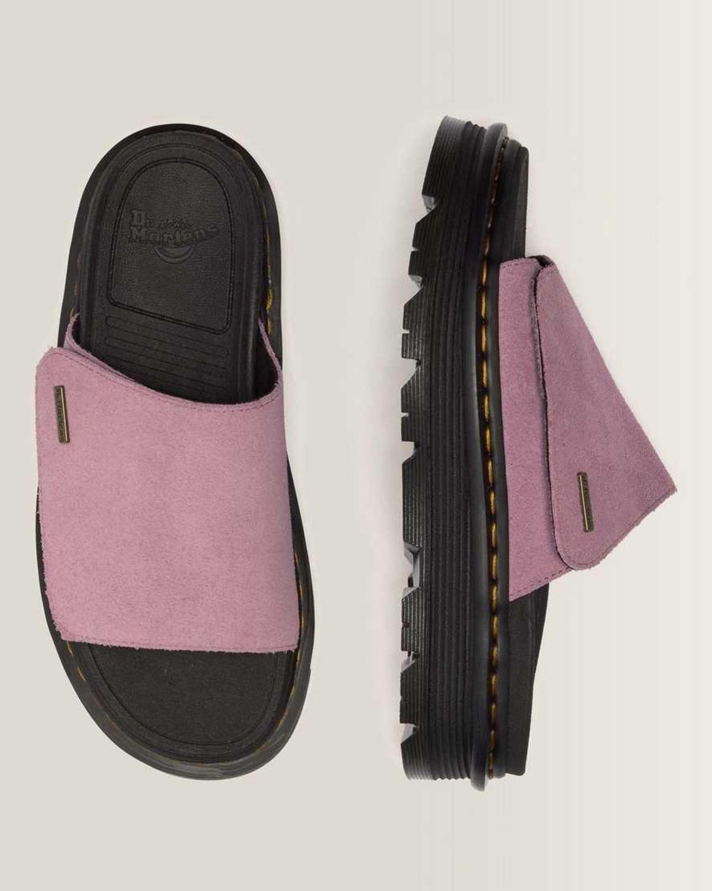 Dr. Martens Pink Zebzag Suede Platform Slides