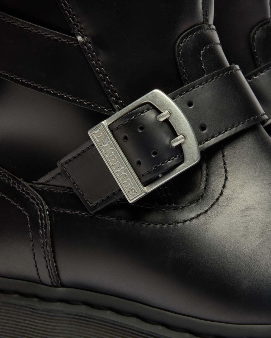 Dr. Martens Anistone Leren Biker Laarzen Met Twee Riemen in het Black