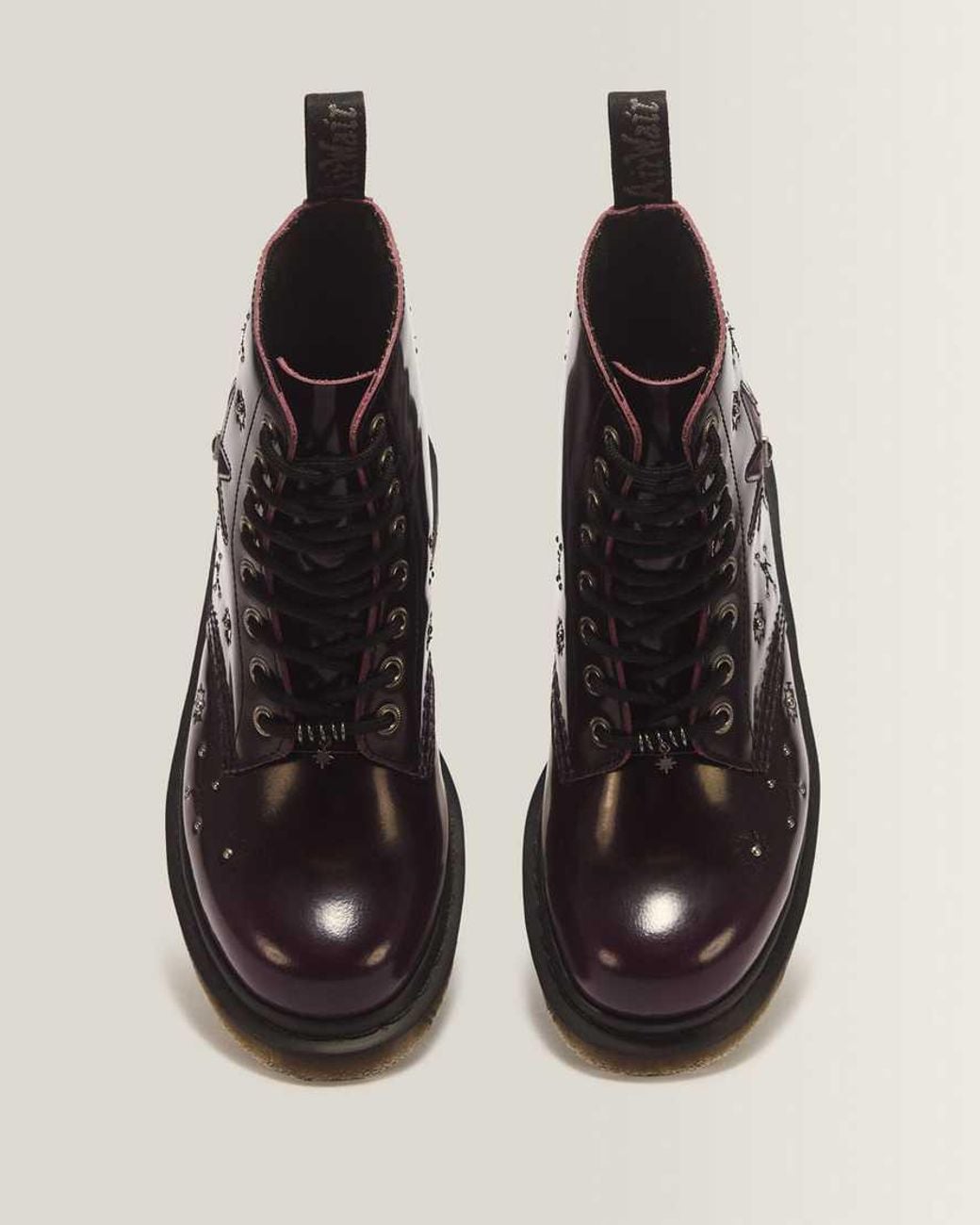 Dr. Martens Black 1460 Pascal Wmg Arcadia Leather & Velvet Lace Up Boots