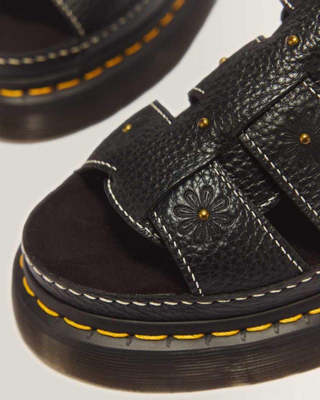 Dr. Martens Black Wrenlie Open Toe Nappa Leather Fisherman Platform Sandals