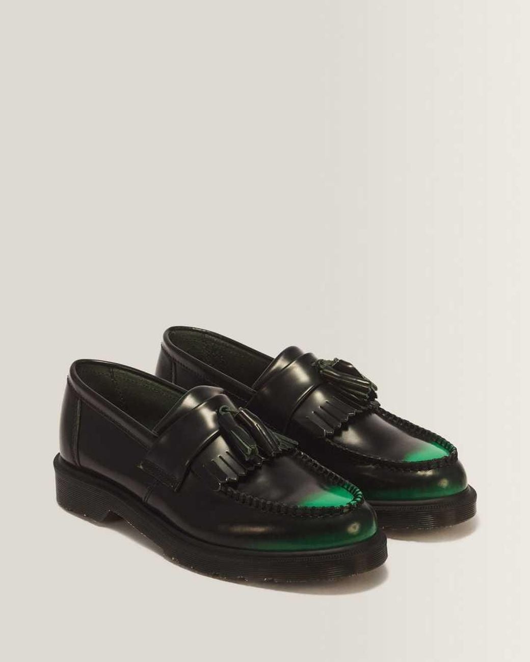 Dr. Martens Black Adrian Tassel Arcadia Rub Off Leather Loafers for men