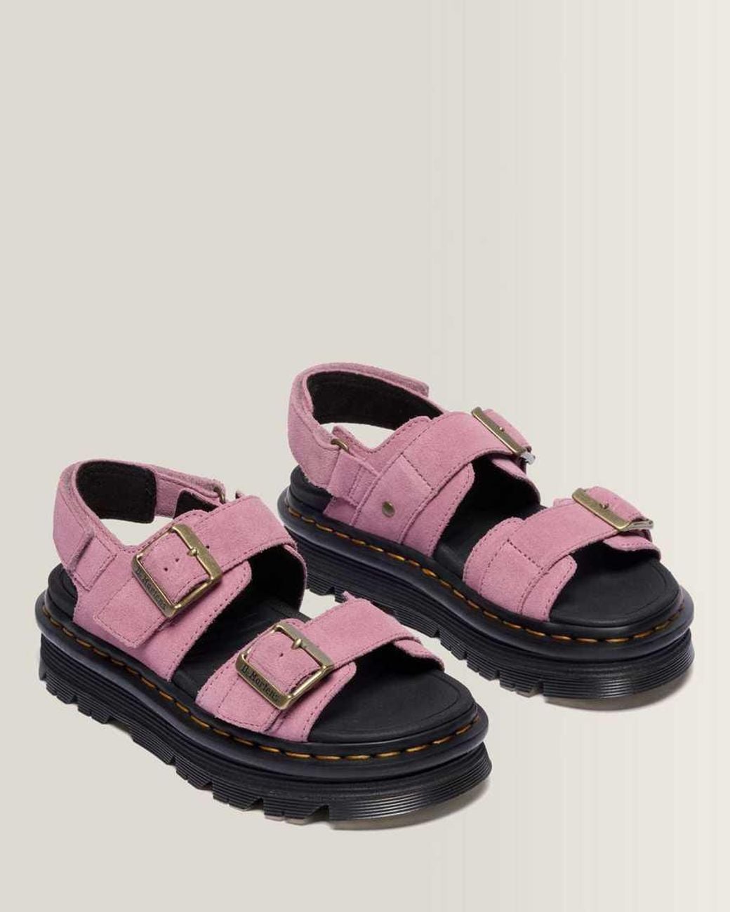 Dr. Martens Pink Zebzag Suede Platform Sandals