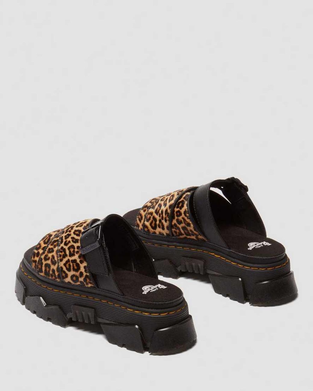 Dr. Martens Black Mattison Leopard Slide Sandals