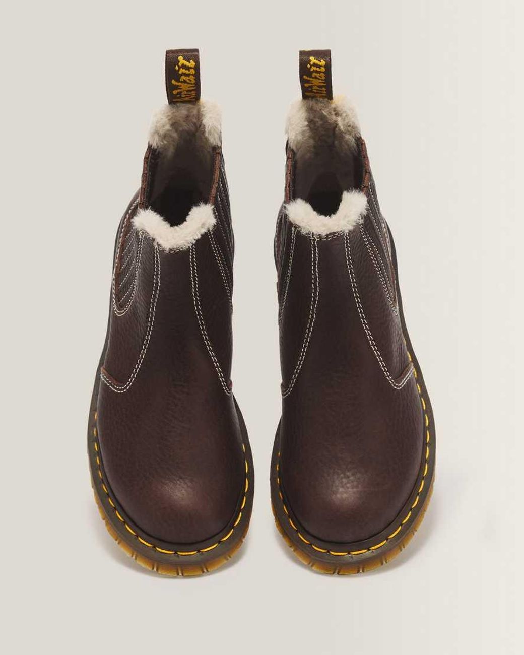 Dr. Martens Brown 2976 Leonore Ii Faux Fur Lined Grizzly Leather Chelsea Boots