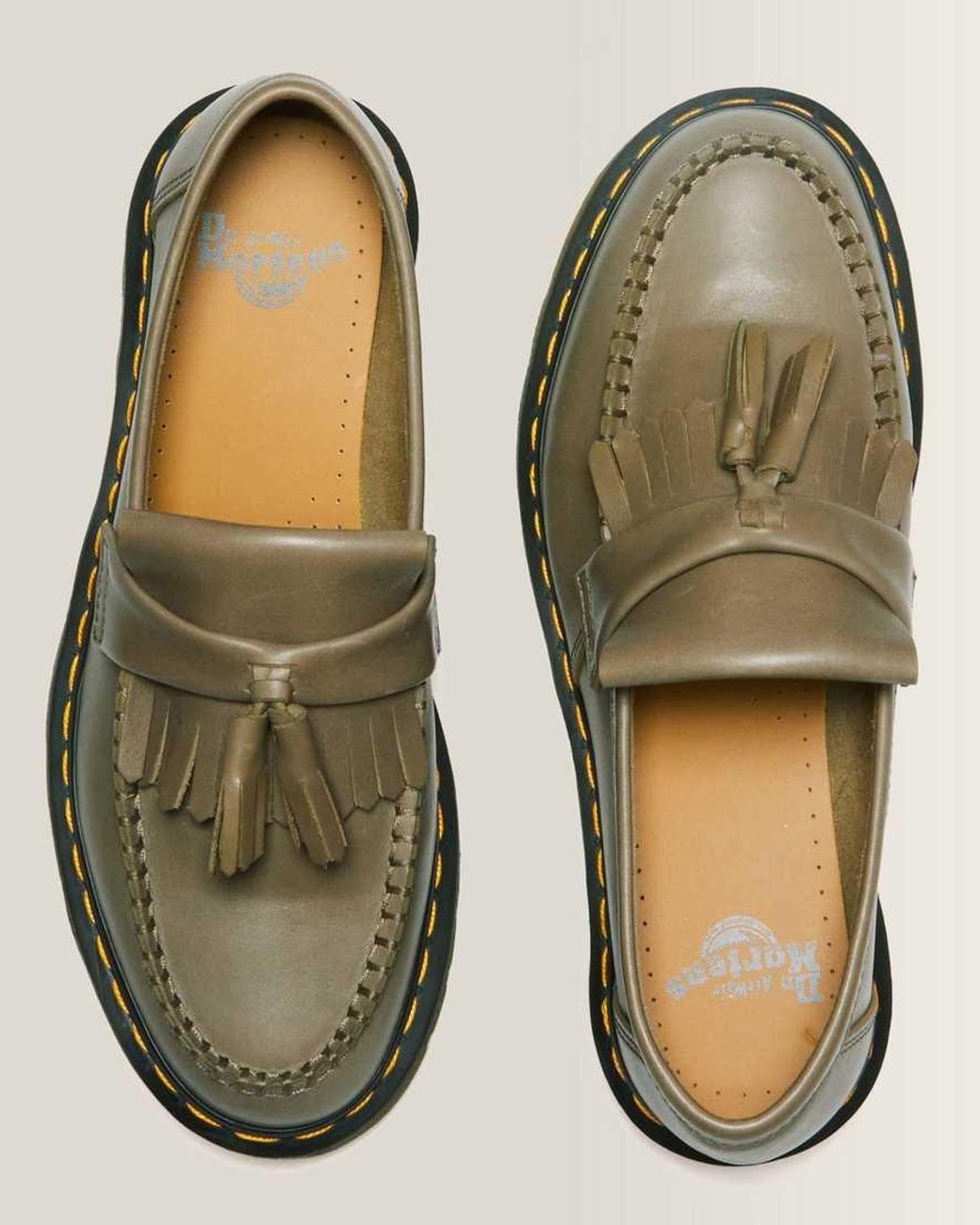Dr. Martens Green Adrian Carrara Leather Tassel Loafers for men