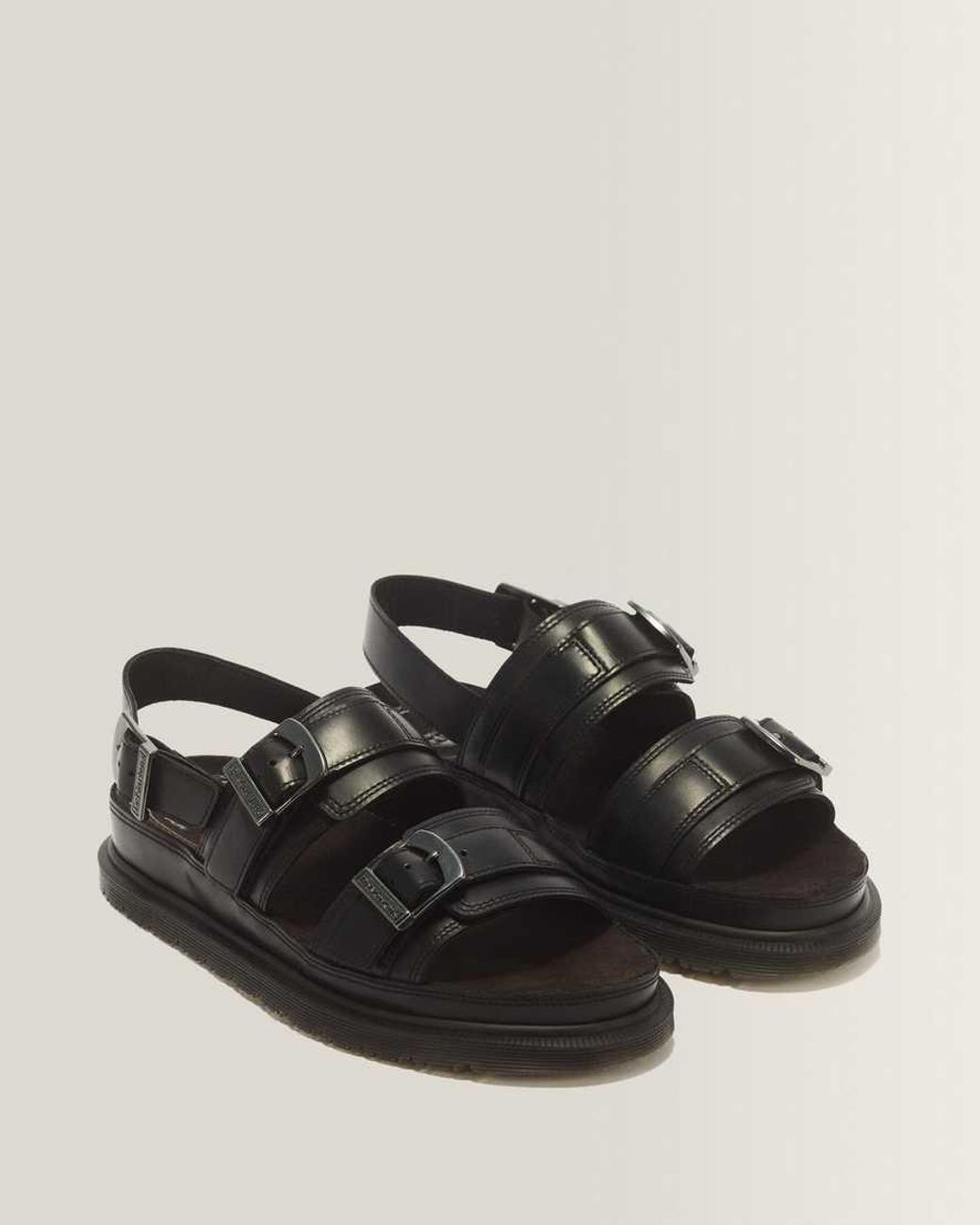 Dr. Martens Black San Two Strap Leather Sandals for men