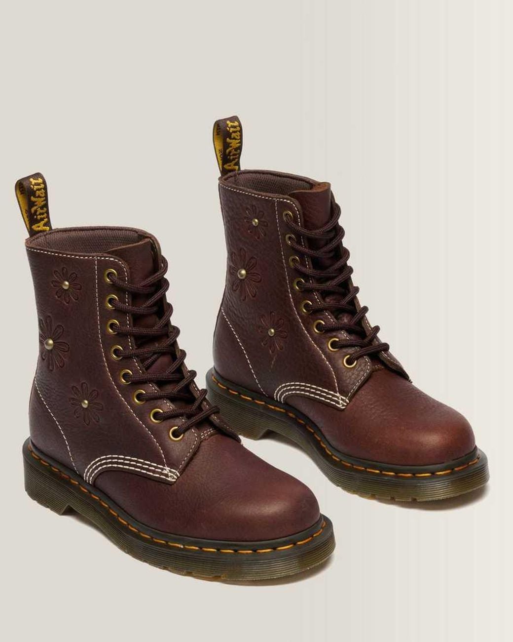Dr. Martens Brown 1460 Pascal Flower Grizzly Leather Boots