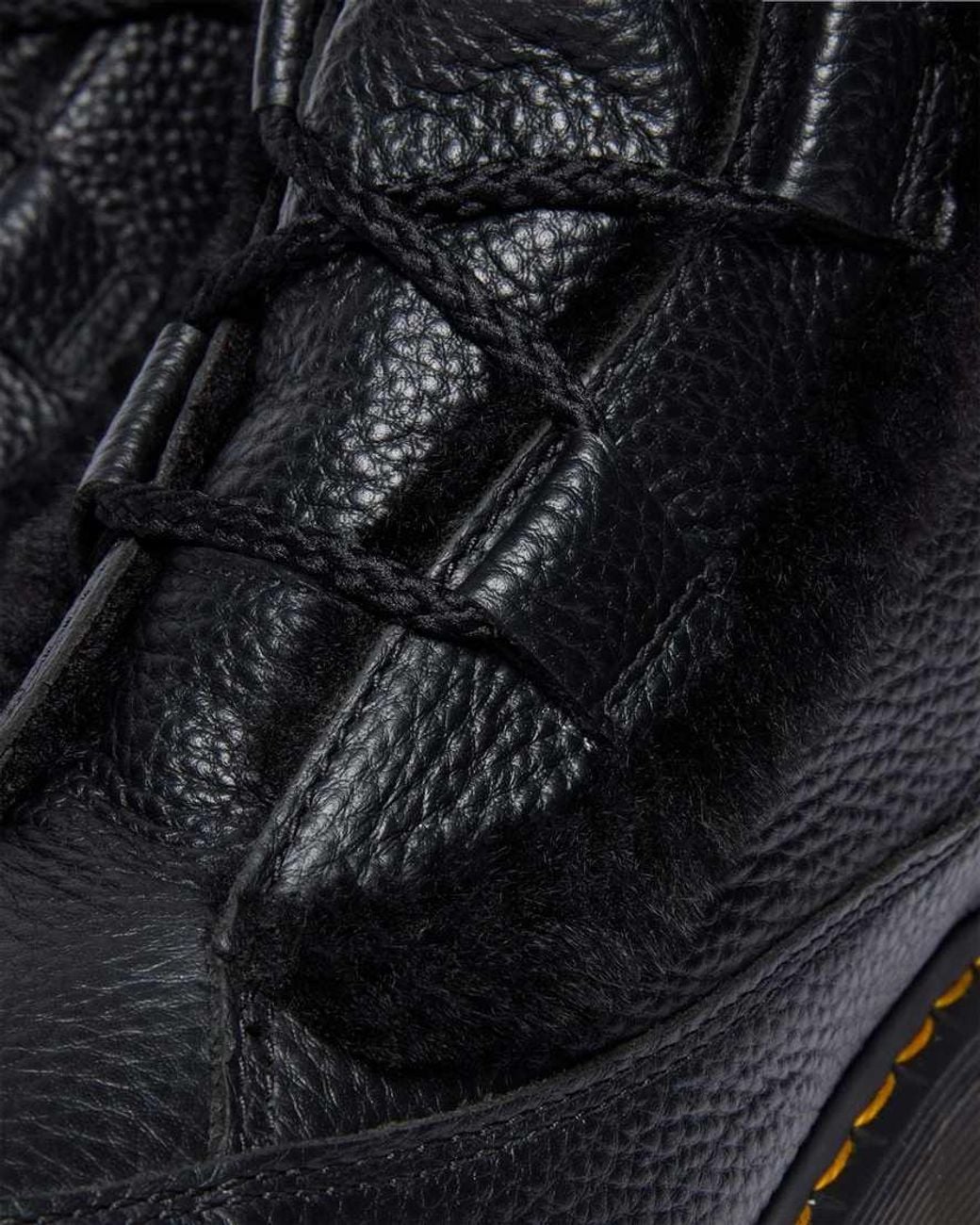 Dr. Martens Black Buzz Lace Up Faux Fur Lined Milled Nappa Leather Boots
