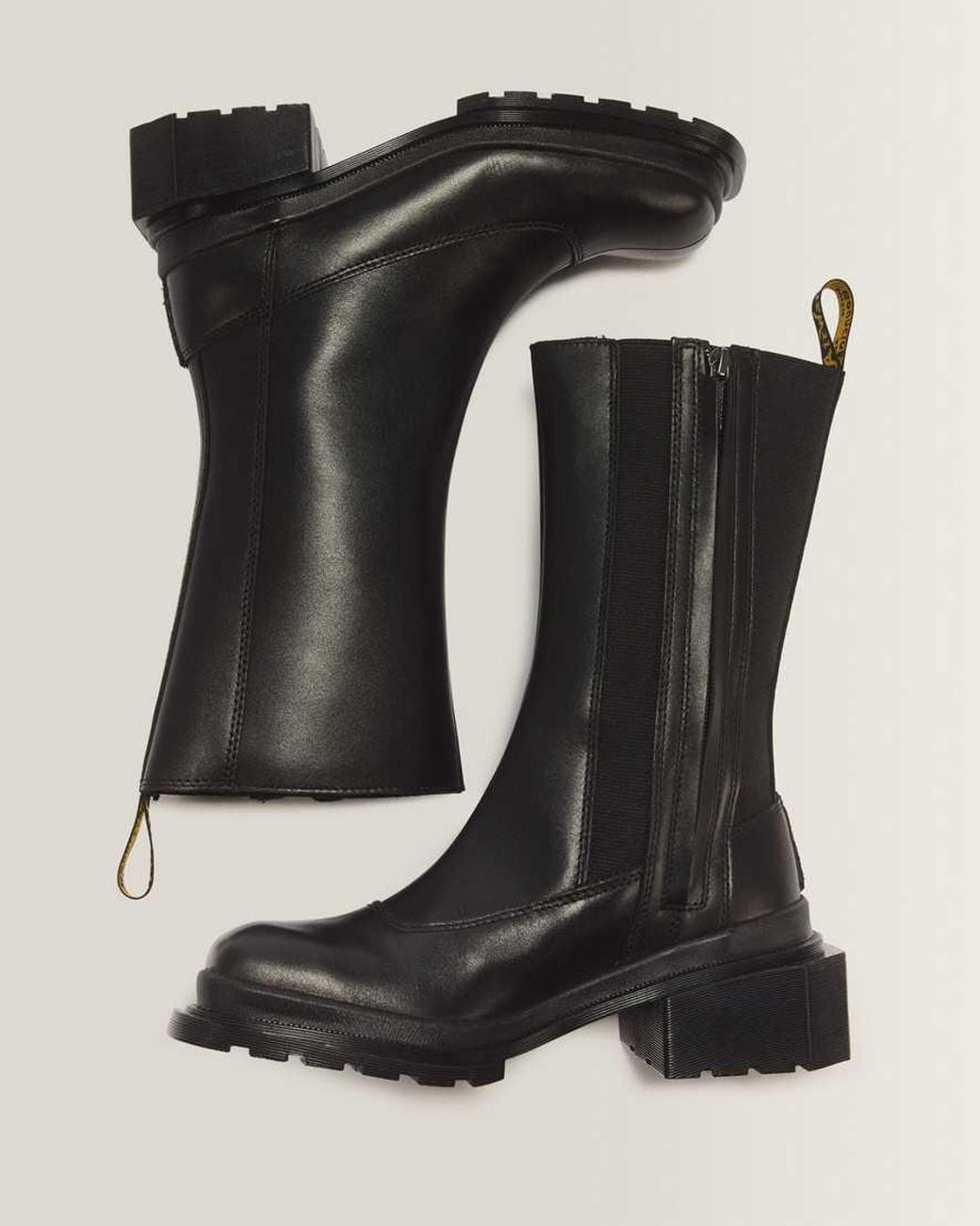 Dr. Martens Black Maybole Hi Square Toe Leather Chelsea Boots