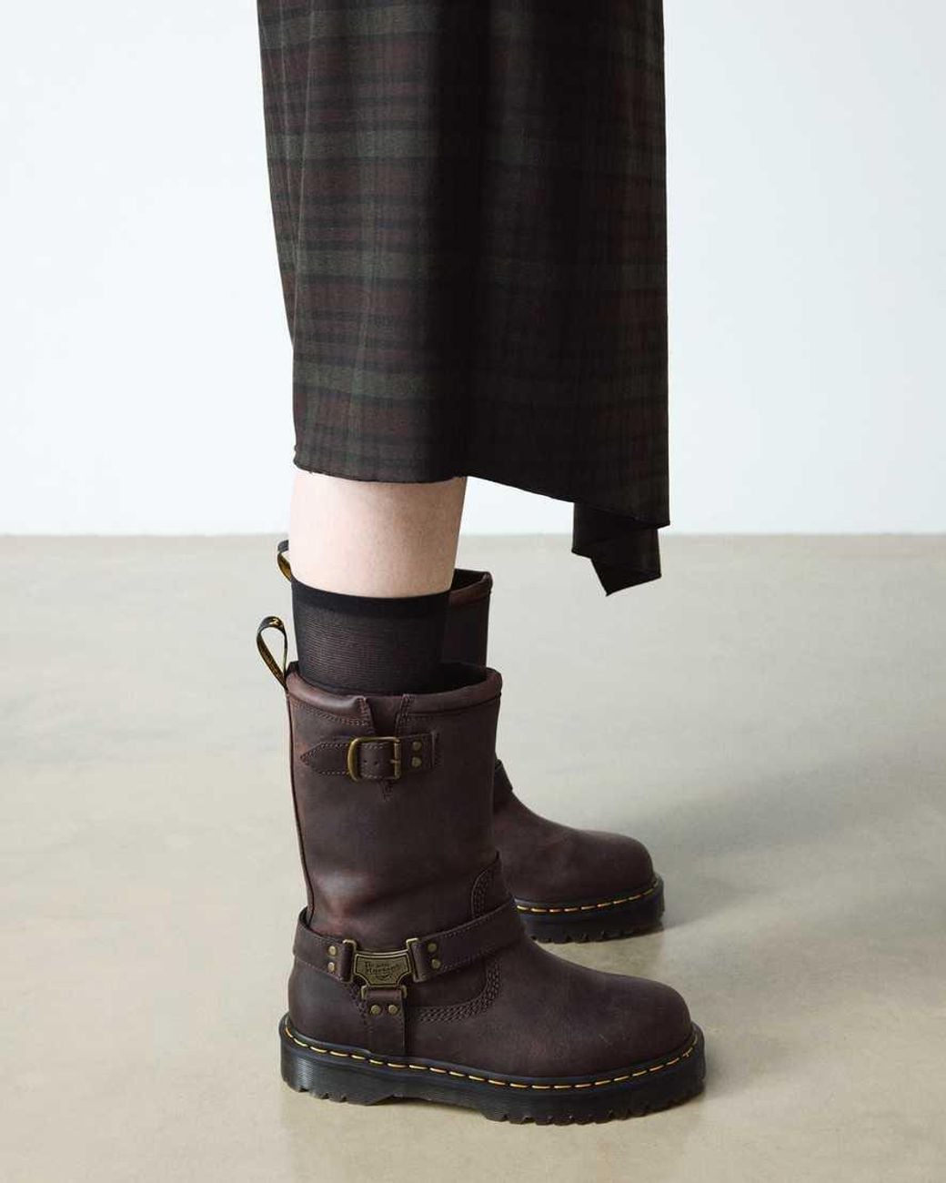 Dr. Martens Black Anistone Hi Leather Biker Boots
