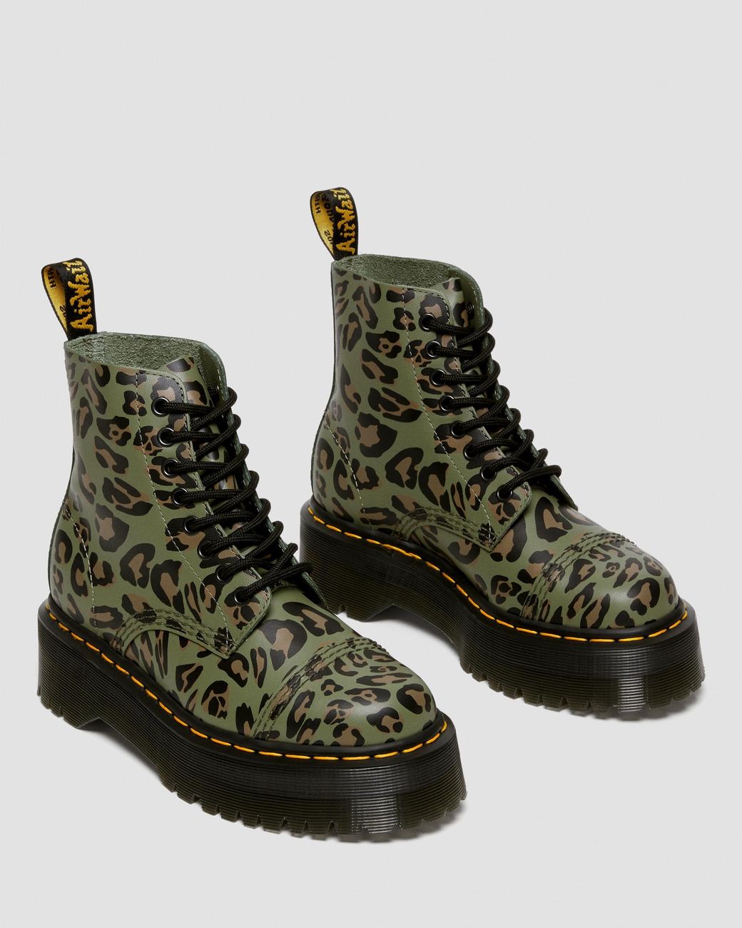 Sinclair Distorted Leopard Print Platform Boots Martens