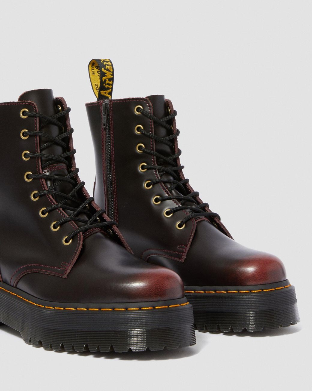 Dr. Martens Jadon Arcadia Leather Platform Boots Cherry Red in Black Lyst