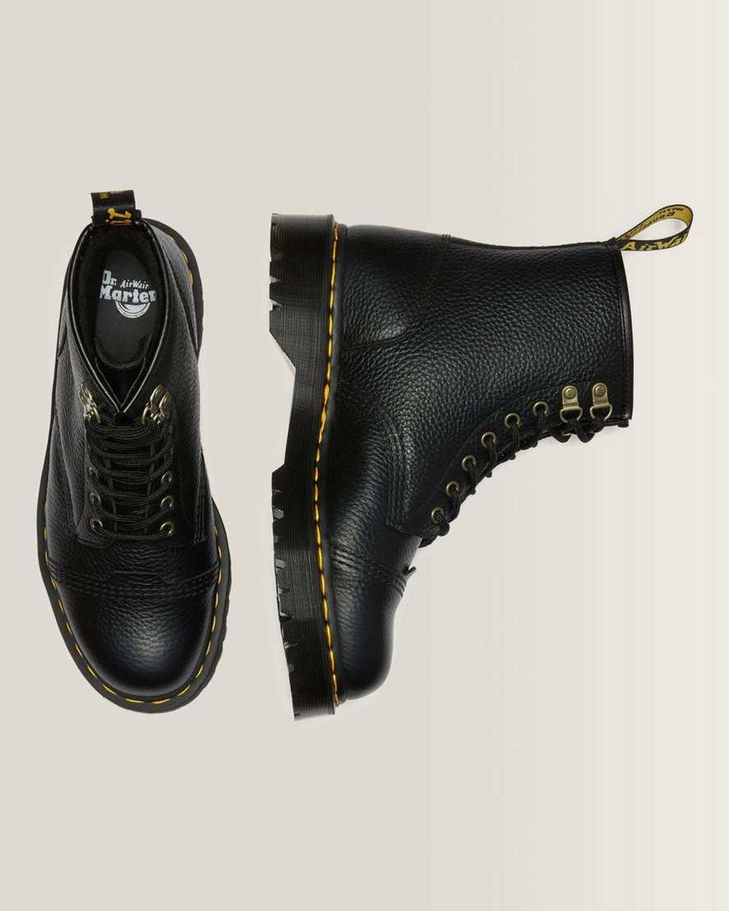 Dr. Martens Black 1460 Bex Faux Fur-Lined Leather Lace Up Boots for men