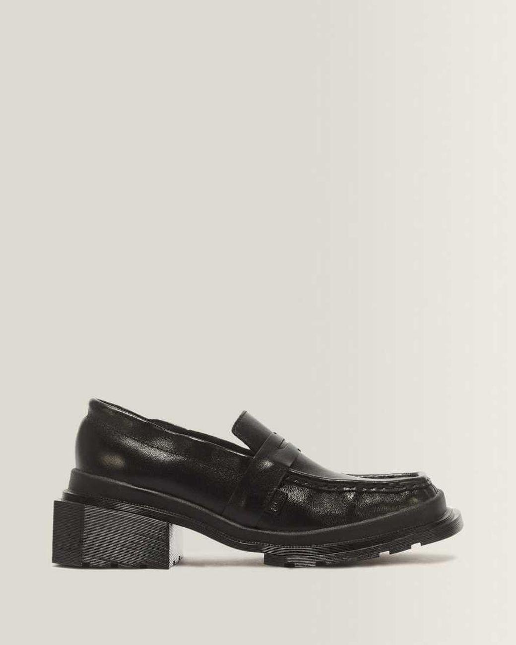 Dr. Martens Black Maybole Square Toe Ruched Leather Loafers