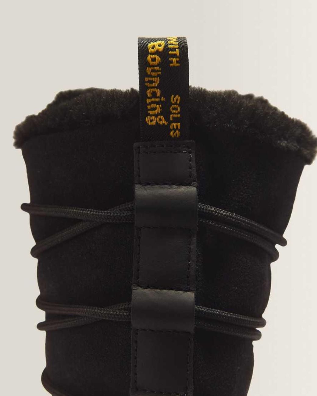 Dr. Martens Black Dmxl 7 Tie Faux Fur & Leather Boots
