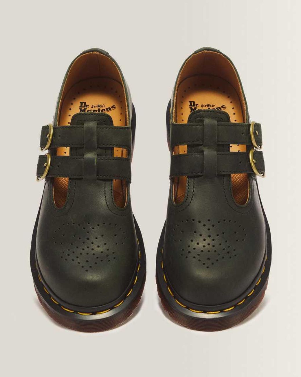 Dr. Martens Green 8065 Crazy Horse Leather Mary Jane Shoes