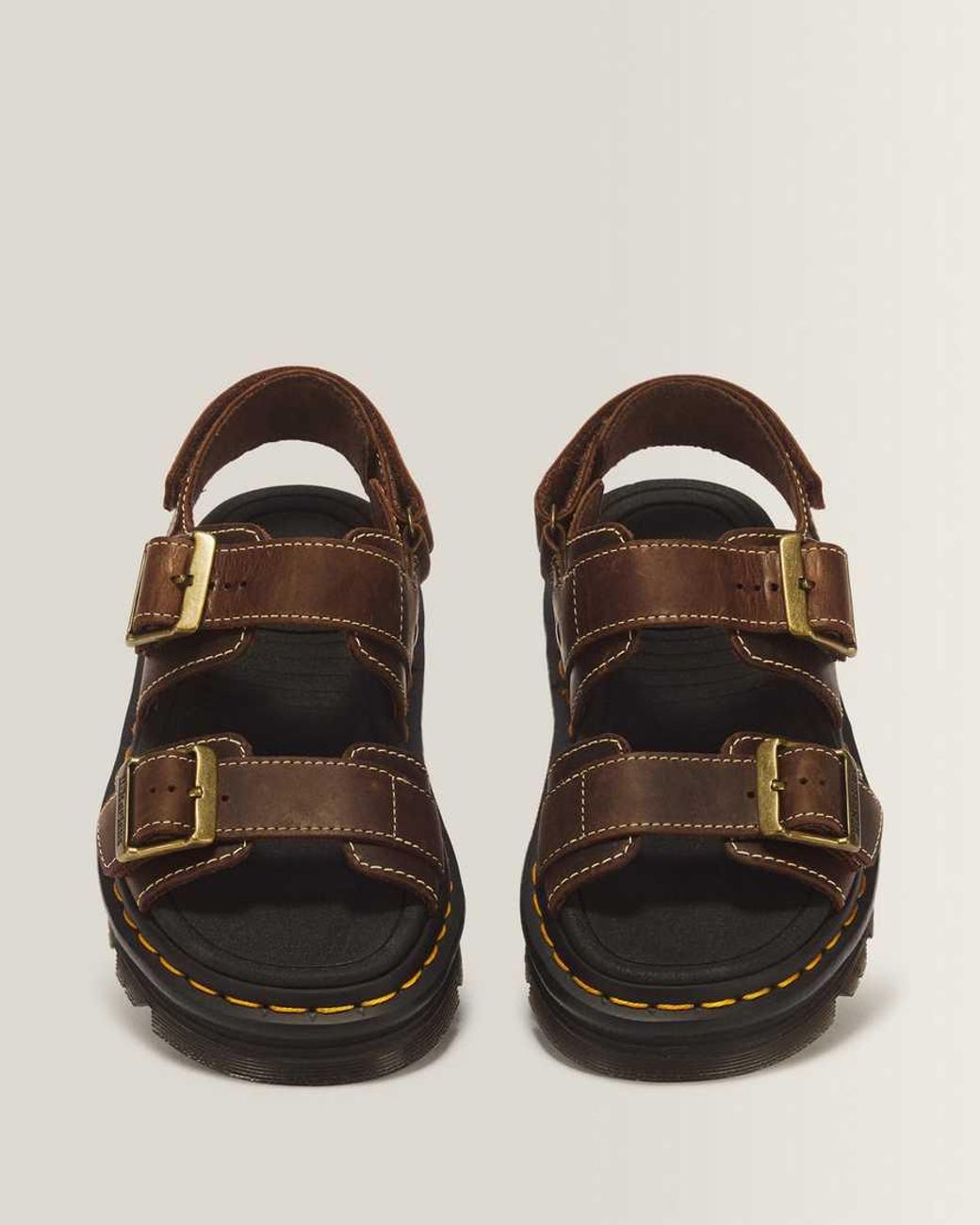 Dr. Martens Brown Zebzag Crazy Horse Leather Sandals for men