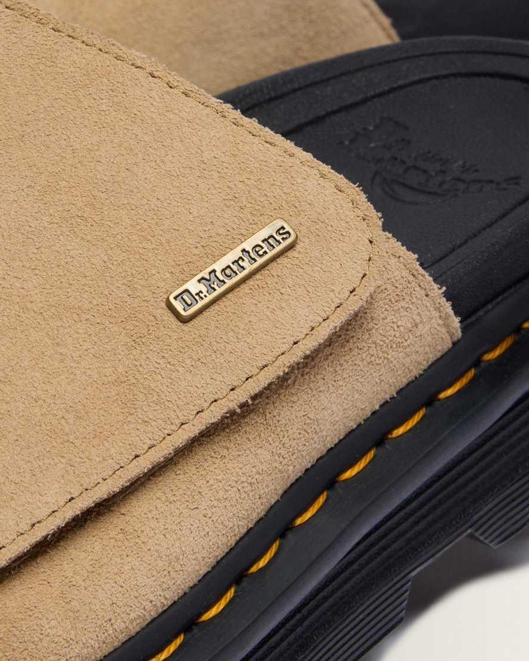 Dr. Martens Black Zebzag Suede Platform Slides