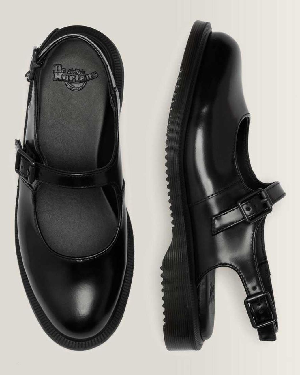 Dr. Martens Black Madaline Mary Jane Smooth Leather Sling Back Shoes