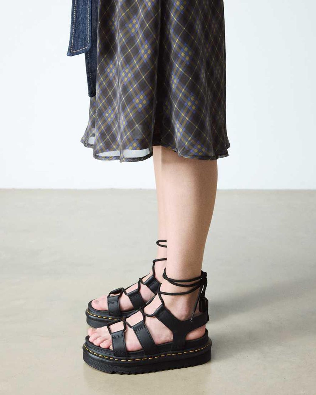Dr. Martens Black Nartilla Hydro Leather Gladiator Sandals
