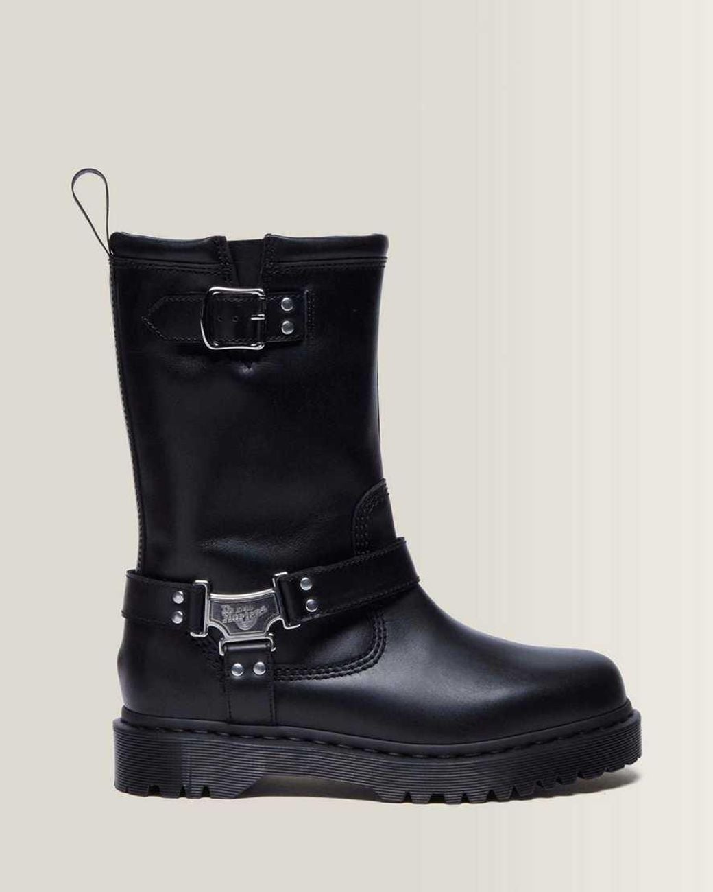 Dr. Martens Black Anistone Hi Leather Biker Boots