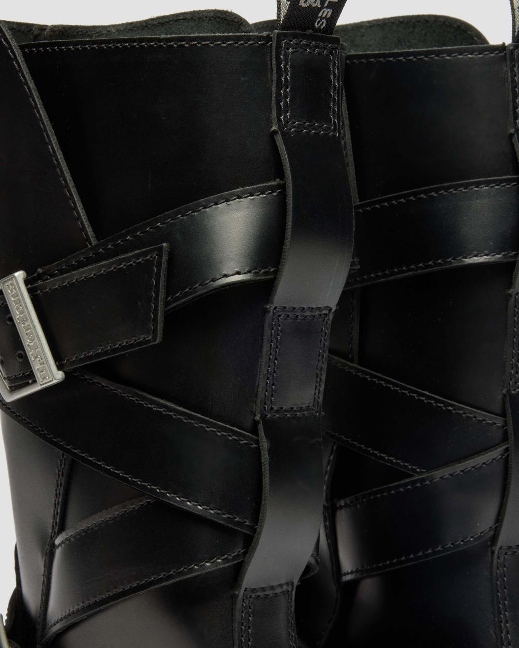 Dr. Martens Anistone Leren Biker Laarzen Met Twee Riemen in het Black