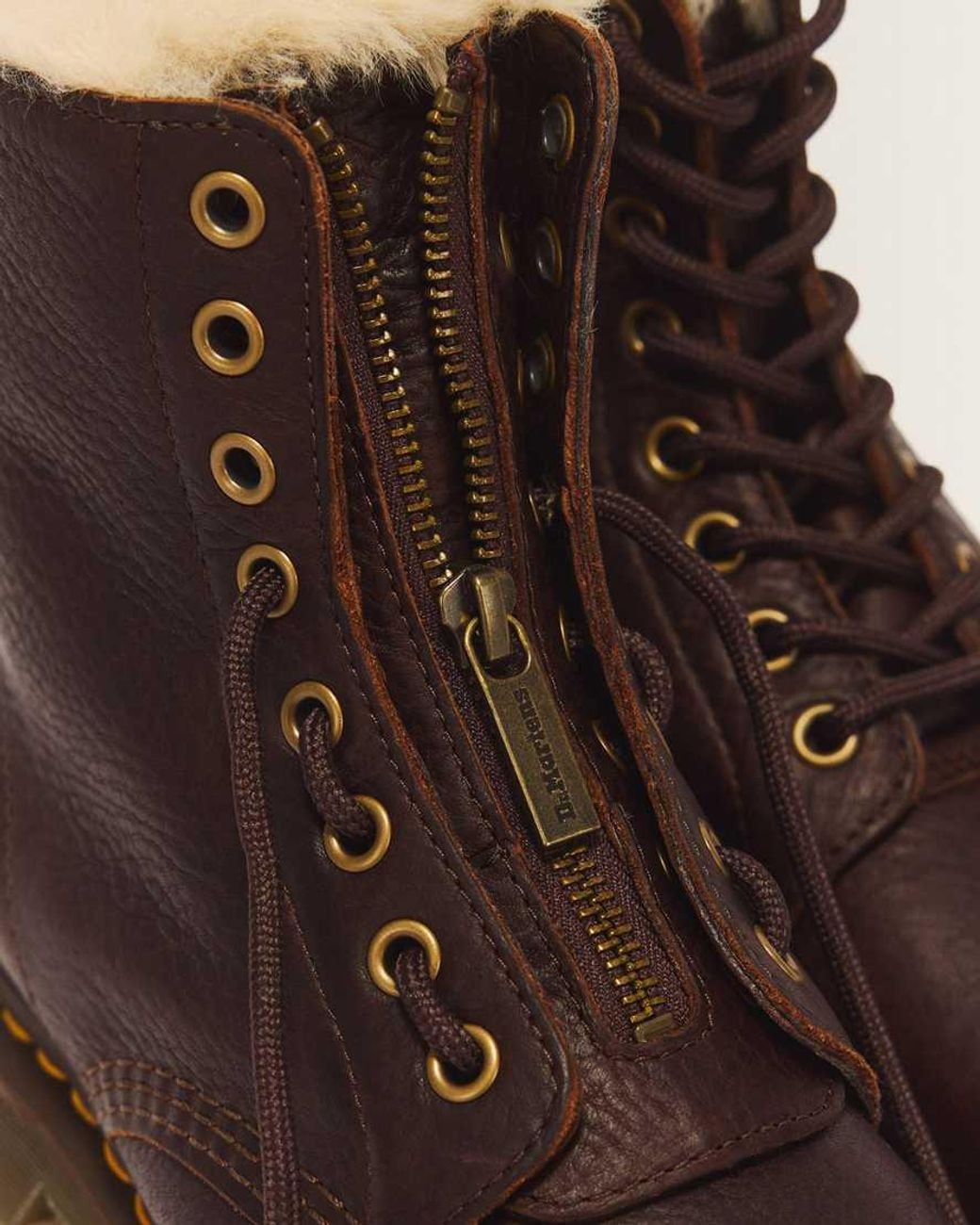 Dr. Martens Brown 1460 Serena Zip 8 Eye Grizzly Leather Boots