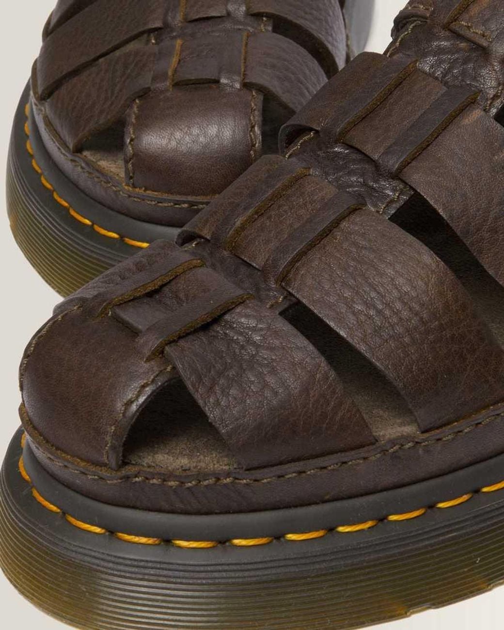Dr. Martens Brown Wrenlie Leather Fisherman Sandals for men