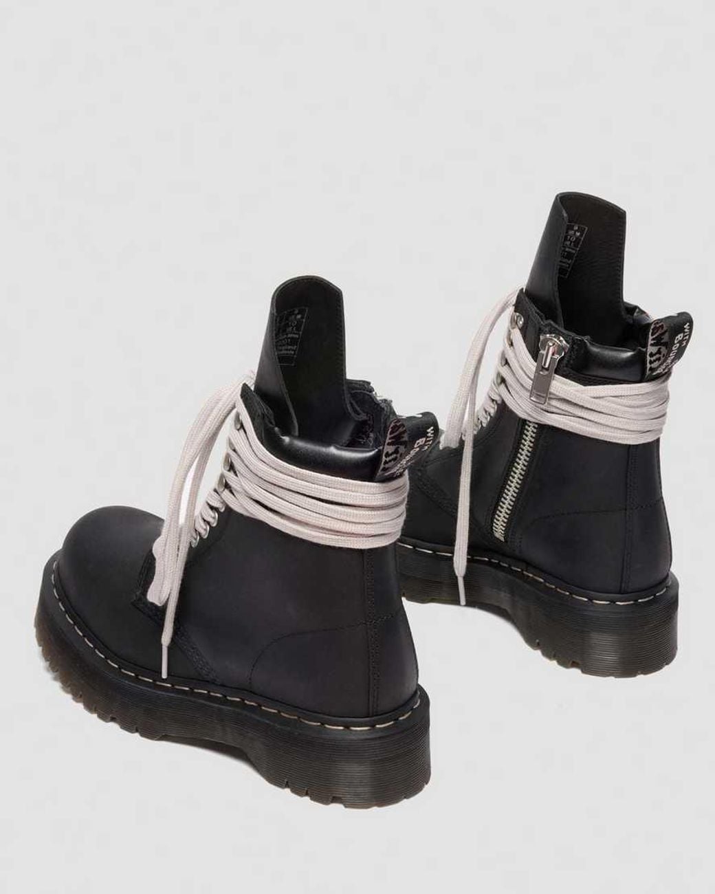 Dr. Martens Black Waxy Leather Rick Owens Steel Toe Boots for men