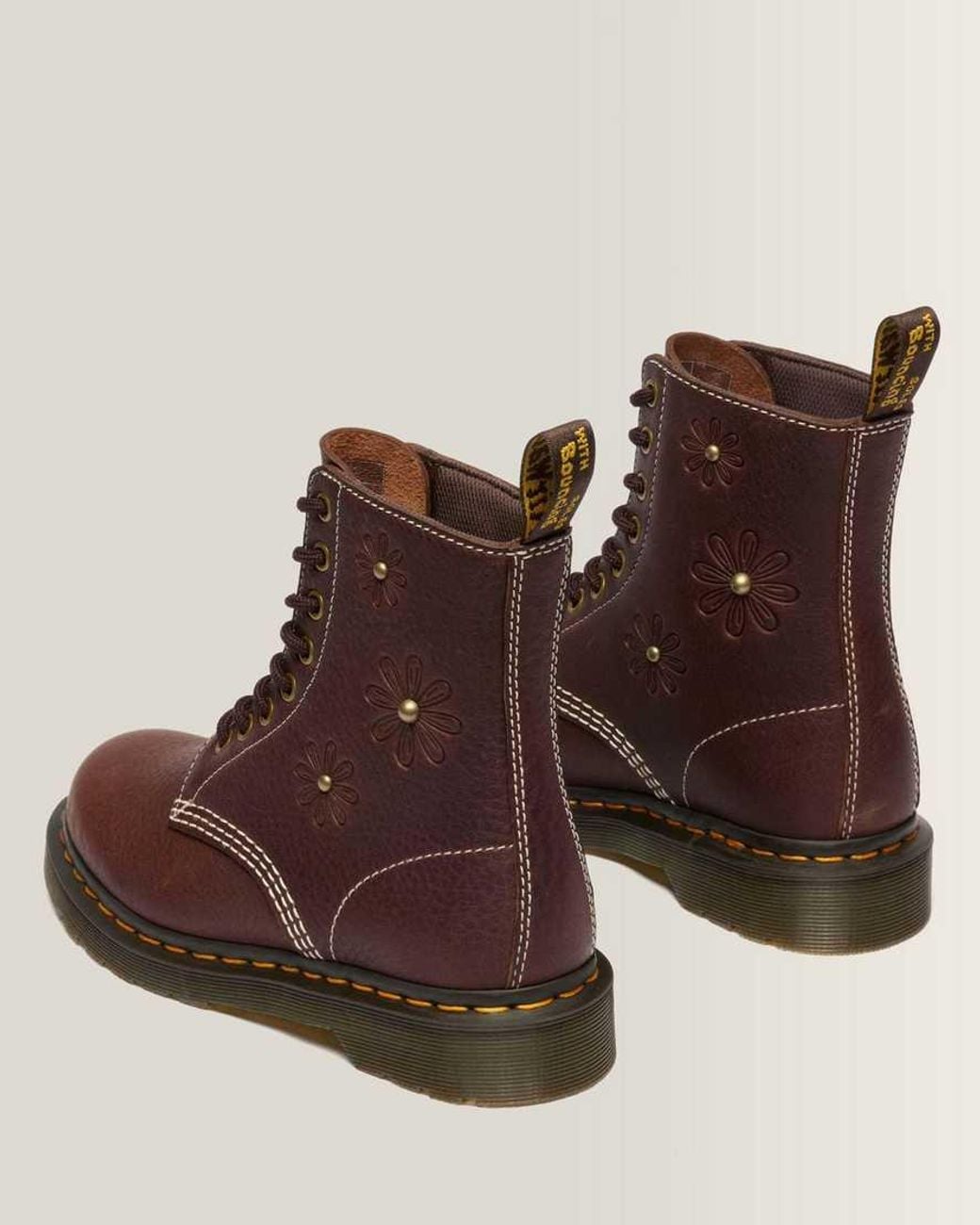 Dr. Martens Brown 1460 Pascal Flower Grizzly Leather Boots