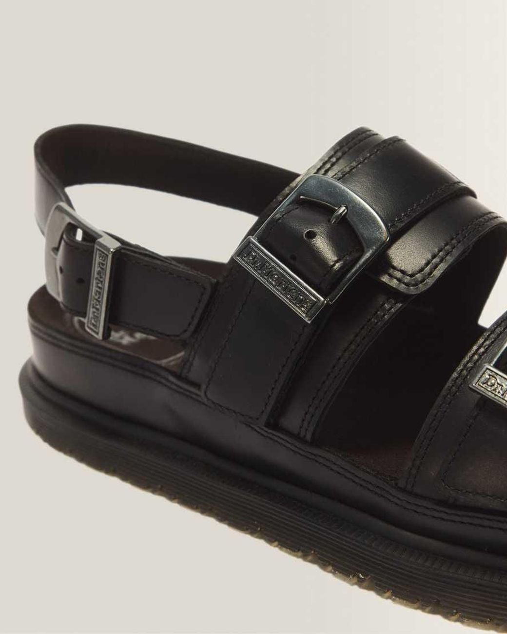 Dr. Martens Black San Two Strap Leather Sandals for men