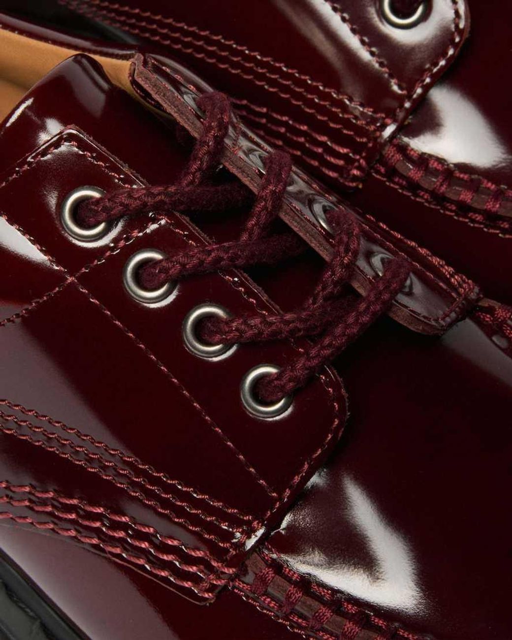Dr. Martens Red Laque Leather Lowell Laque Moc Toe Shoes for men