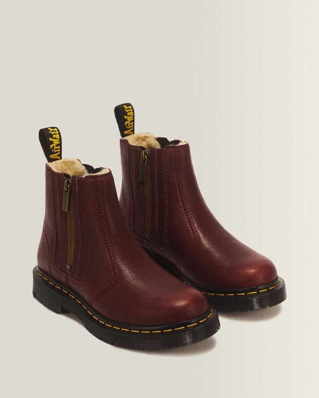 Dr. Martens Brown 2976 Alyson Grizzly Leather Zip Up Chelsea Wintergrip Chelsea Boots